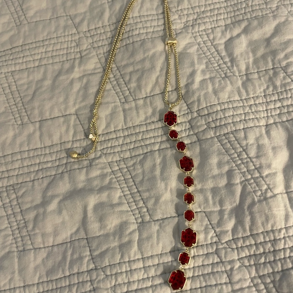 Kendra Scott Gold-Tone Necklace with Red Stones
